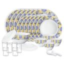 Larah by Borosil Silk Series Kora Opalware Dinner Set with Vision Glass | 40 pcs for Family of 6...