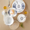 Larah by Borosil Silk Series Leona Opalware Dinner Set with Steel Spoon | 41 Pcs for Family of 6 | Microwave & Dishwasher Safe | Bone-Ash Free | Crockery Set for Dining & Gifting | Plates & Bowls...