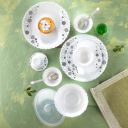 Larah by Borosil Silk Series Luna Opalware Dinner Set with Steel Spoon | 55 Pcs for Family of 8 | Microwave & Dishwasher Safe | Bone-Ash Free | Crockery Set for Dining & Gifting | Plates & Bowls...