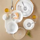 Larah by Borosil Silk Series Red Bud Opalware Dinner Set with Steel Spoon | 41 Pcs for Family of 6 | Microwave & Dishwasher Safe | Bone-Ash Free | Crockery Set for Dining & Gifting | Plates & Bowls...