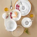 Larah by Borosil Silk Series Rose Red Opalware Dinner Set with Steel Spoon | 41 Pcs for Family of 6...