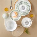 Larah by Borosil Silk Series Sage Opalware Dinner Set with Steel Spoon | 41 Pcs for Family of 6...