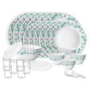 Larah by Borosil Silk Series Stardust Opalware Dinner Set with Vision Glass | 40pcs for Family of 6 ...