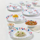 Larah by Borosil Speckle Silk Series Opalware Dinner Set | 19 Pieces for Family of 6 | Plates & Bowls | White...