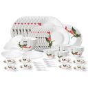 Larah by Borosil Stargazer Fluted Series Opalware Dinner Set | 66 Pieces for Family of 6 | Microwave & Dishwasher Safe | Bone-Ash Free | Crockery Set for Dining & Gifting | Plates & Bowls | White...
