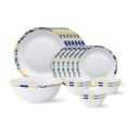 Larah by BOROSIL - Tiara Series, Garnet, 19 Pcs, Opalware Floral Dinner Set, White...