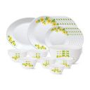 Larah by Borosil - Tiara Series, Golden Shower, 36 Pcs, Opalware Dinner Set, White...