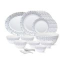 Larah by Borosil - Tiara Series, Pulse, 33 Pcs, Opalware Dinner Set, White...