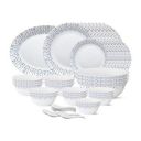 Larah by Borosil - Tiara Series, Pulse, 44 Pcs, Opalware Dinner Set, White...