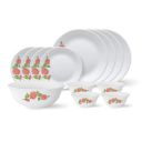 Larah by Borosil - Tiara Series, Rose Gold, 13 Pcs, Opalware Dinner Set, White...