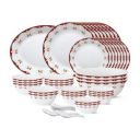 Larah by Borosil - Tiara Series, Royal Brown, 44 Pcs, Opalware Dinner Set, White...