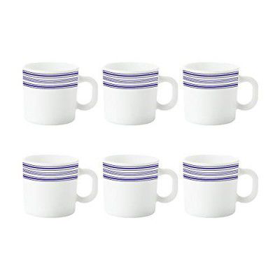 Larah By Borosil Tuscan Opalware Up Set, 6-Pieces, White - 100 Ml