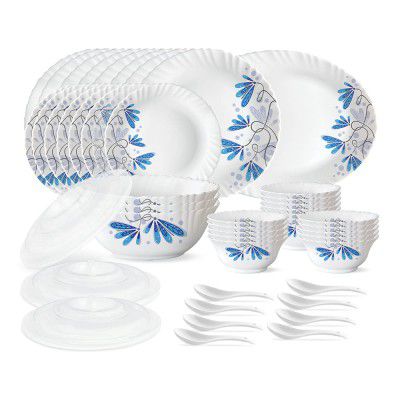 Larah by BOROSIL Twilight 47 Pcs Opalware Dinner Set, White