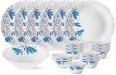 Larah by Borosil Twilight Silk Series Opalware Dinner Set, 19 Pieces, White...