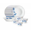 Larah by Borosil Twilight Silk Series Opalware Dinner Set, 19 Pieces, White...