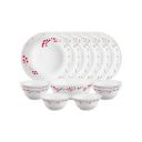 Larah by Borosil Verona Opalware Dinner Set, 13 Pieces, White...