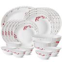 Larah by Borosil Verona Opalware Dinner Set, 27-Pieces, White...