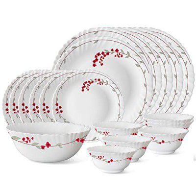 Larah by BOROSIL Verona Opalware Dinner Set (White) - 19-Pieces