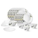 Larah by Borosil Viva Fluted Series Opalware Dinner Set | 28 Pieces for Family of 6 | Microwave & Dishwasher Safe | White...