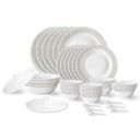 Larah by Borosil Waltz Fluted Series Opalware Dinner Set | 40 Pieces for Family of 6 | Microwave & Dishwasher Safe | Bone-Ash Free | Crockery Set for Dining & Gifting | Plates & Bowls | White...