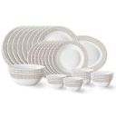 Larah by Borosil Waltz Fluted Series Opalware Dinner Set | 36 Pieces for Family of 8 | Microwave & Dishwasher Safe | Bone-Ash Free | Crockery Set for Dining & Gifting | Plates & Bowls | White...