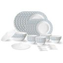 Larah by Borosil Weave Fluted Series Opalware Dinner Set | 40 Pieces...