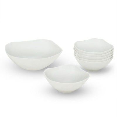 Larah by Borosil White Square Series Opalware 7 Pcs Pudding Set 