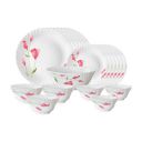 Larah Diana Opalware Glass Dinner Set, 25-Pieces, White...