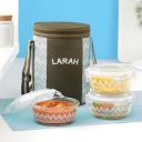 Gracia Borosilicate Glass Lunchbox with Bag | 3pc Round Container Set (400 ml Each)...