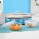 Larah Glassware Vogue Borosilicate Glass Lunchbox with Bag | 2pc Round Container (400 ml Each),...
