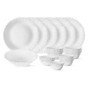 Larah by Borosil Plain White Silk Series Opalware Dinner Set | 19 Pieces for Family of 6...