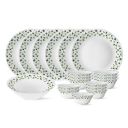 Larah by Borosil Sage Silk Series Opalware Dinner Set, 19 Pieces, White...