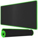 Large Size (600mm x 300mm x 2mm) Speed Type Extended Gaming Mouse Pad with Stitched Embroidery Edge, Premium-Textured Keyboard Desk Mat for Laptop/Computer- Black with Green Border...
