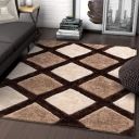 LATEST CARPET Handmade Ultra Super Soft 3D Geometric Silk Plush UK Design Rug Shaggy Carpet for Living Room Bedroom with 2 inch Thickness(9 X 12 feet)...