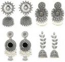 Latest Stylish Fancy Jhumki Earrings Pack of 4 Pair Combo Earrings Pearl Alloy Drops & Danglers, Earring Set, Jhumki Earring...