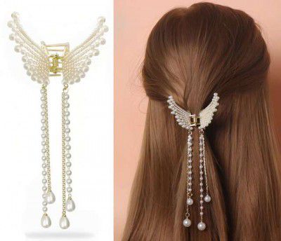 Latest Stylish Pearl Butterfly Hair Clutcher For Women And Girls