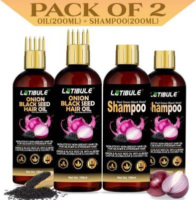 Latibule Onion Hair Oil Shampoo with Black Seed for Great Shine, Strength & Growth  (4 Items in the set)