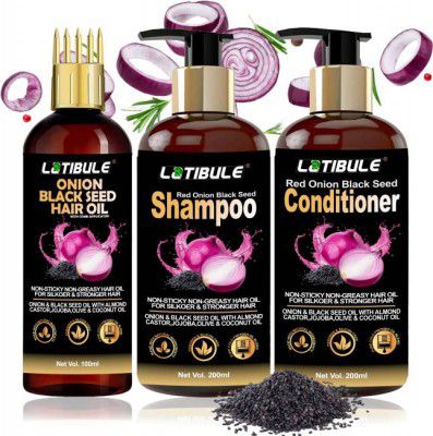Latibule Red Onion Hair Oil Shampoo conditinoer Anti Hair Loss Oil With Black Seed -combo  (3 Items in the set)