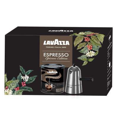Lavazza Espresso Epicure Edition, 250 g with Combo of Caffe Espresso Coffee Tin and Carmencita Classic Moka Pot (2 Cups)
