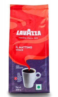 Lavazza Il Mattino Vivace |Pure Ground Coffee | Blend of Arabica & Robusta| Medium Roast | Notes of Caramel | Intensity 7 | 200g Pouch