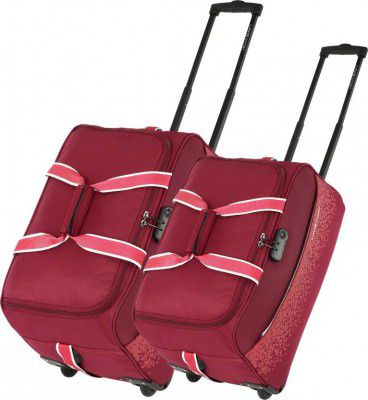 Lavie Sport  60 L Strolley Duffel Bag - Pixel wheel set of 2 duffle bag - Maroon - Large Capacity