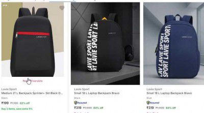 Lavie Sport Backpacks Starts at ₹199 | UP TO 86% OFF