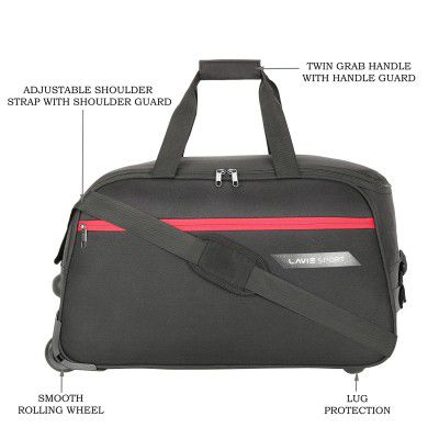 Lavie Sport Lino M Large Size 57 cms Wheel Duffel Bag for Travel | 2 Wheel Luggage Bag | Travel Bag with Adjustable Handle