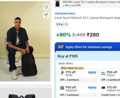 Lavie Sport Medium 25 L Laptop Backpack Segno 19 (Black)
