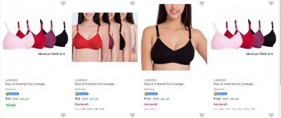[Pack of 4]  Lavkush Womens Bras @ ₹49