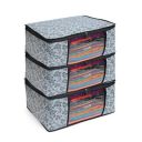 LAXIS Non-Woven Saree Bags, Saree Covers With Zip, Saree Covers For Storage With Moisture & Dust Proof, Wardrobe Organiser, Size-45x33.5x22cm (Pack of 3, Grey)...