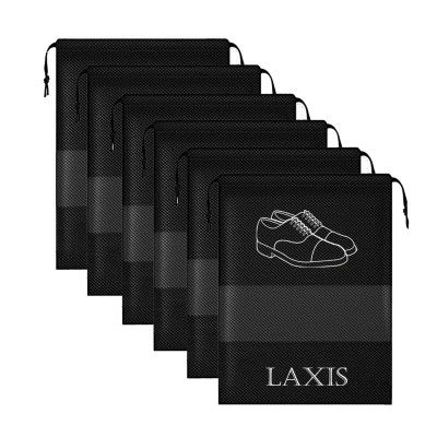 LAXIS - Shoe Bag for Travel & Storage Organizer for Women & Men | Travel Accessories Shoe Bags Pouches | Travel Shoe Cover for Travelling Travel Essentials (Black, Pack of 6)