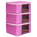 LAXIS Storage Box For Clothes, Foldable Clothes Oraniser For Wardrobe With Transparent Window Zipper Non Wowen Saree Covers Storage Bag Ideal For Lehenga Saree (45x33.5x22cm) (Pack Of 3, Pink)...