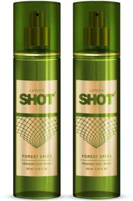 LAYERR Shot Forest Spice Long Lasting Fragrance Body Spray (135 ml each) Body Spray - (270 ml, Pack of 2)