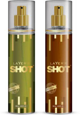LAYERR Shot Gold Ultima, Sporty Long Lasting Body Spray For Men (270ml, Pack of 2)